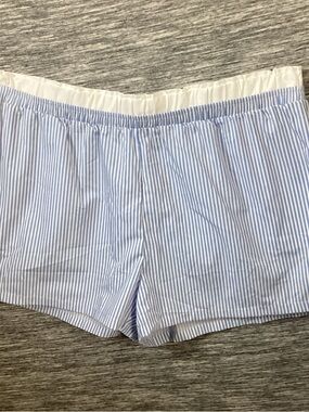 New Look Blue and White Striped Elastic Waist Shorts